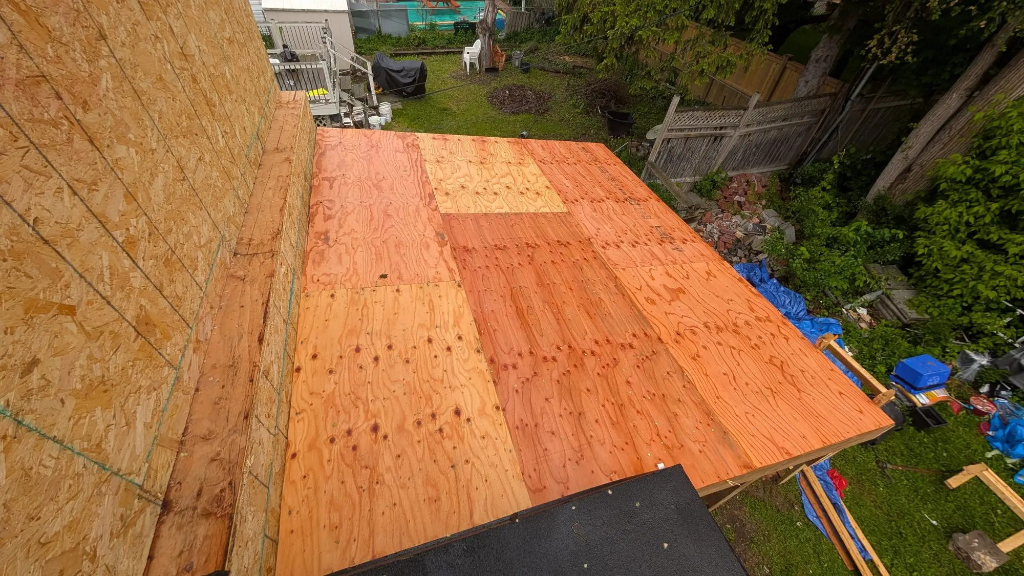 New subfloor laid across the full second-storey footprint
