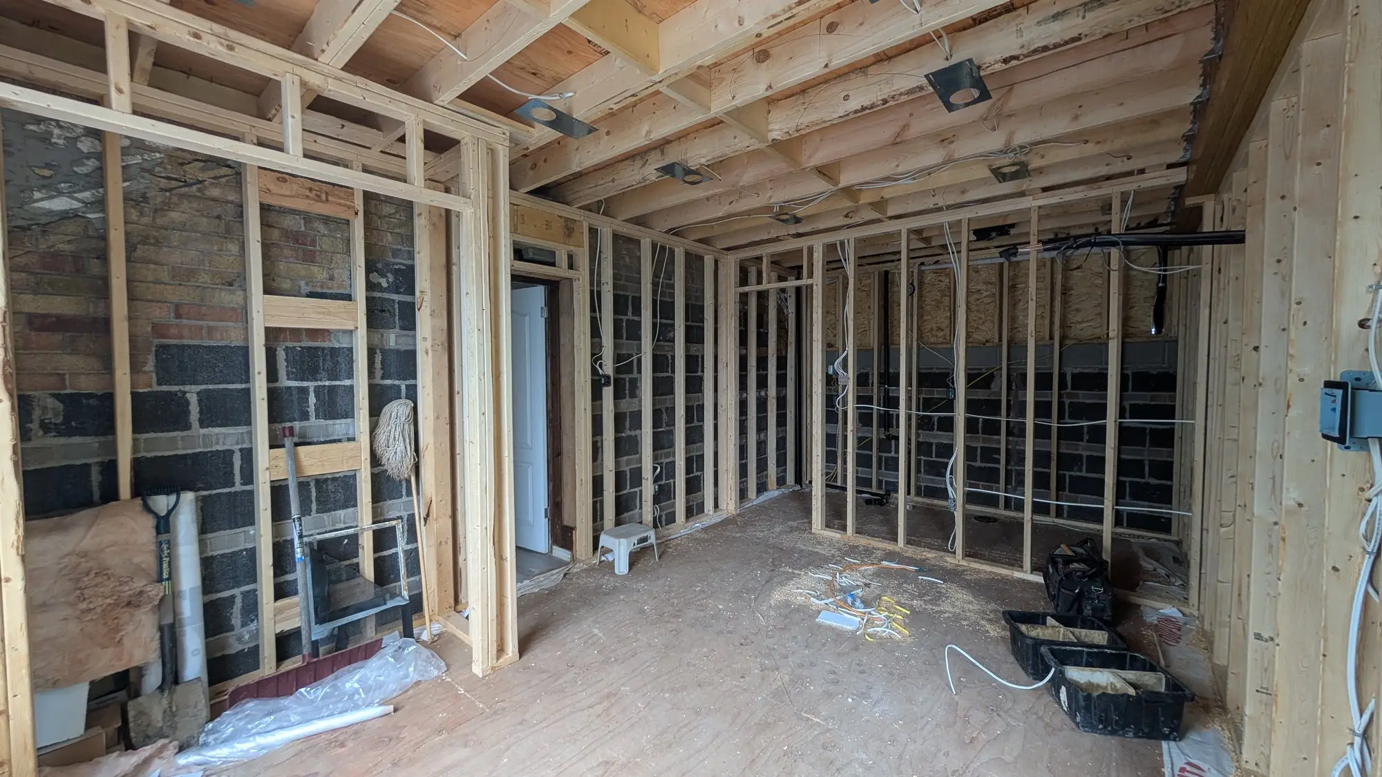 Framing with mechanical and electrical services run through it