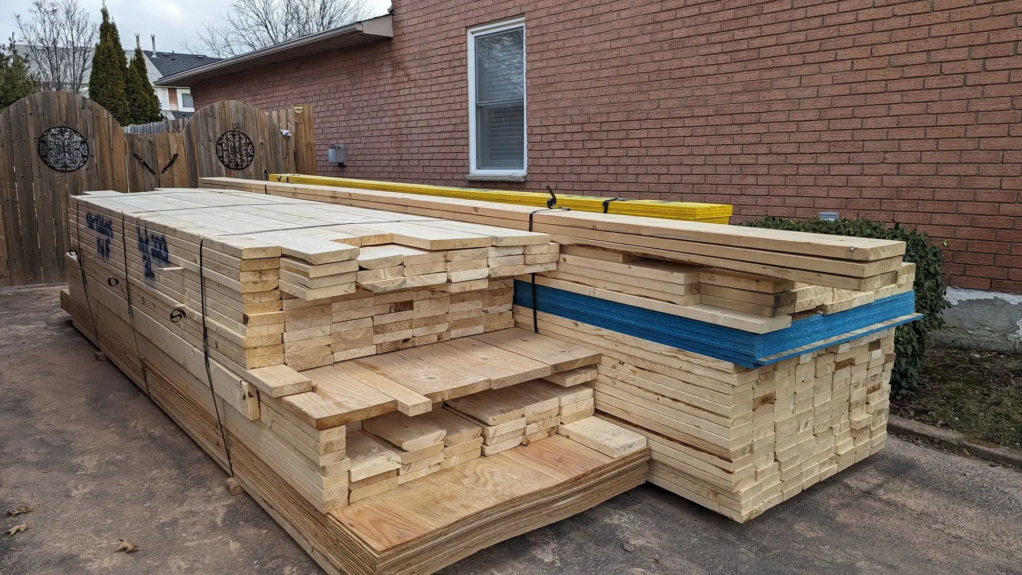 Engineered floor joists and framing lumber delivered to site
