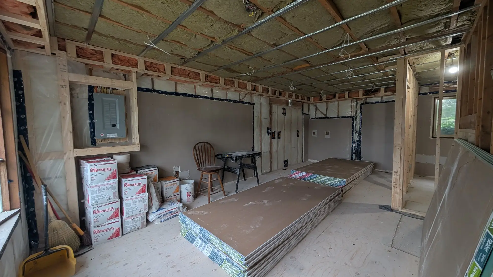 Framing with mechanical and electrical services run through it