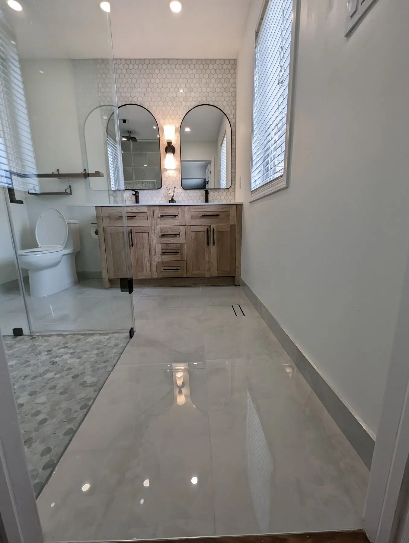 Walk-In Shower Bathroom Renovation in Milton — completed by HMH Construction